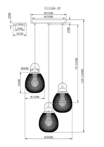 Светильник подвесной Campo V11348-3P