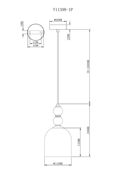 Светильник подвесной Tamina V11399-1P