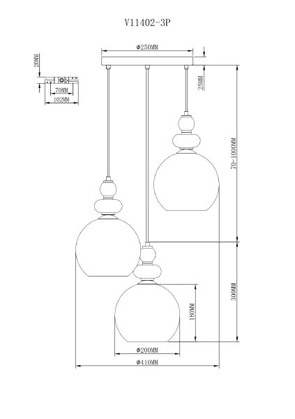 Светильник подвесной Tamina V11402-3P