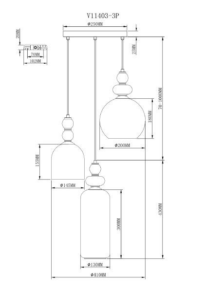 Светильник подвесной Tamina V11403-3P