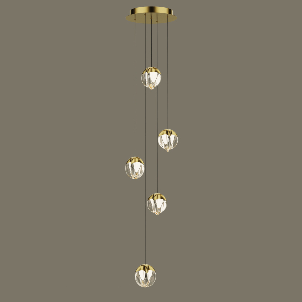 Светильник подвесной MD24001033 MD24001033-5A gold/clear