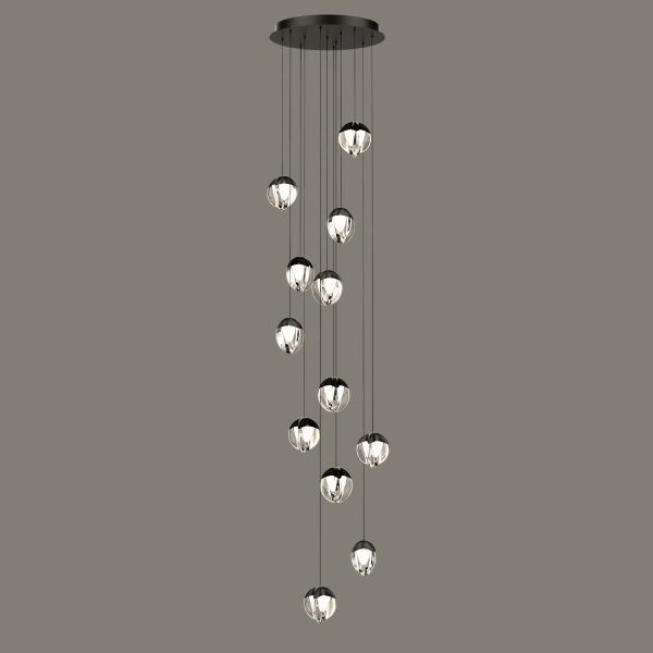 Люстра каскадная MD24001033 MD24001033-12A black/clear
