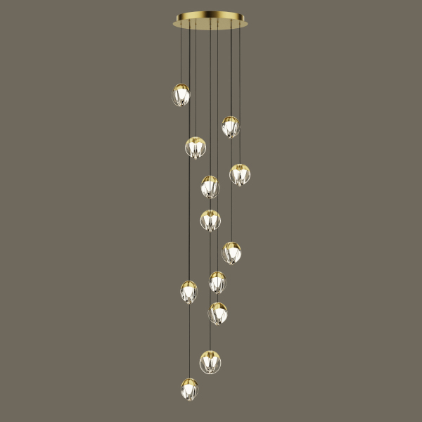 Люстра каскадная MD24001033 MD24001033-12A gold/clear