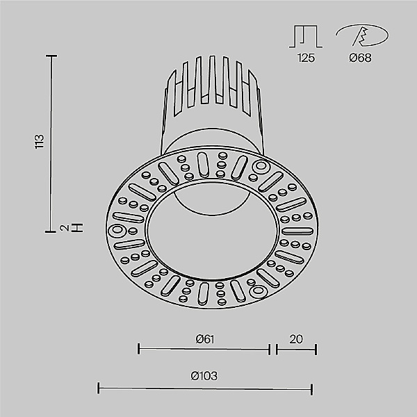 Встраиваемый светильник Dip DL122-15W-2.7K-TRS-B