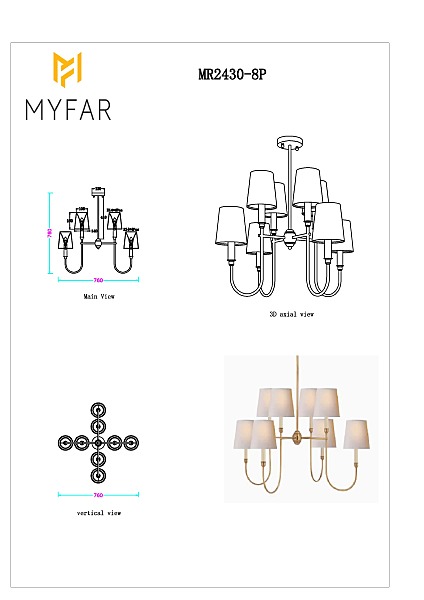 Потолочная люстра Gabriel MR2430-8P