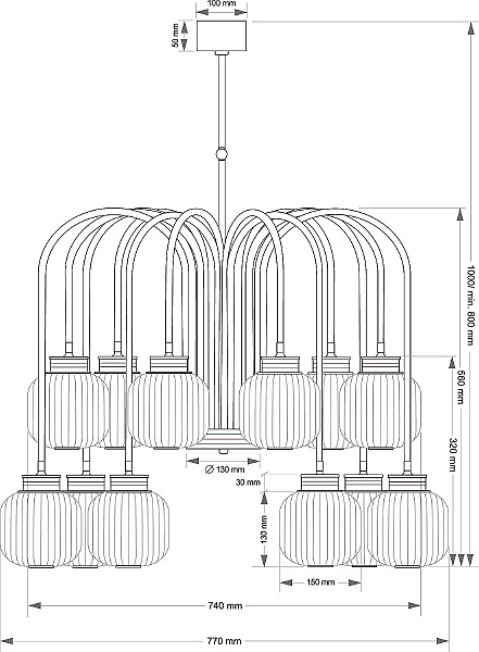 Люстра на штанге Alba ALB-ZW-12(Z)