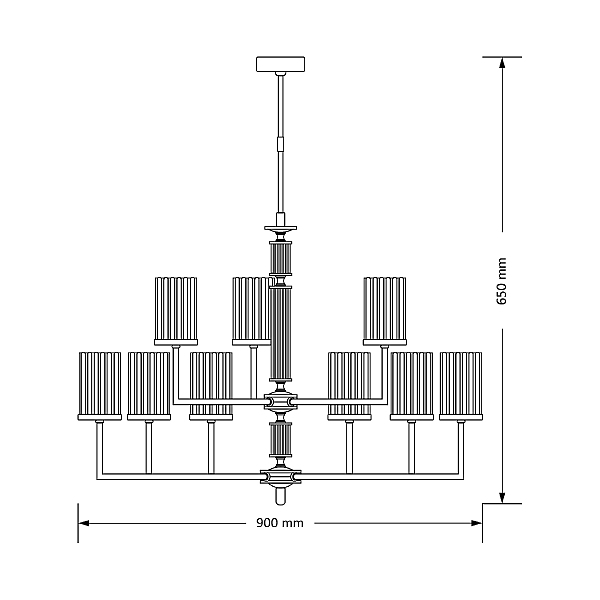 Люстра на штанге Artu Ryfel ART-ZW-9(P)R