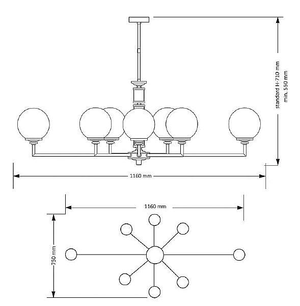 Люстра на штанге Artu Glass ART-ZWL-8(Z)G