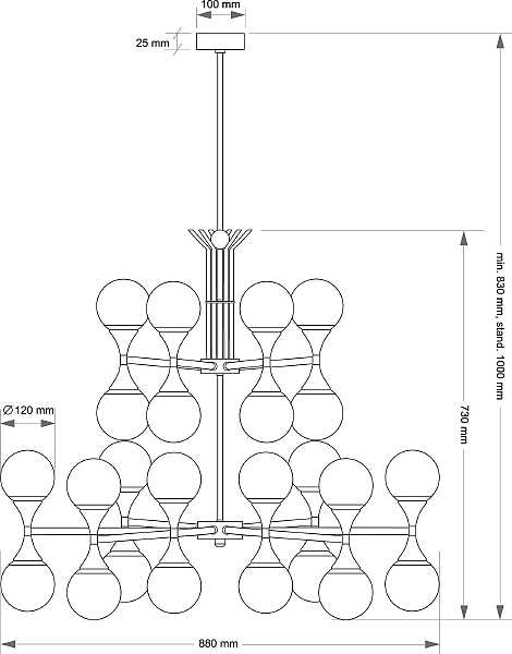 Люстра на штанге Bari BAR-ZW-8+4(BN)