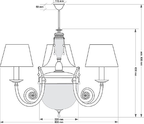 Потолочная люстра Bibione BIB-ZW-3(P/A)CR