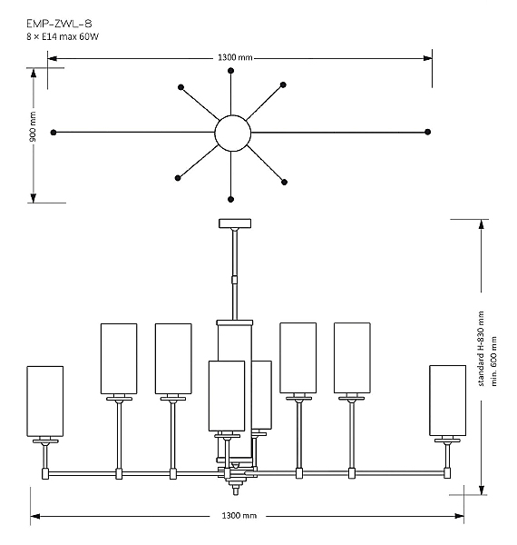 Люстра на штанге Empoli EMP-ZWL-8(Z)