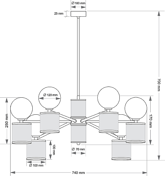 Люстра на штанге Erba ERB-ZW-6(ZM/3)BT