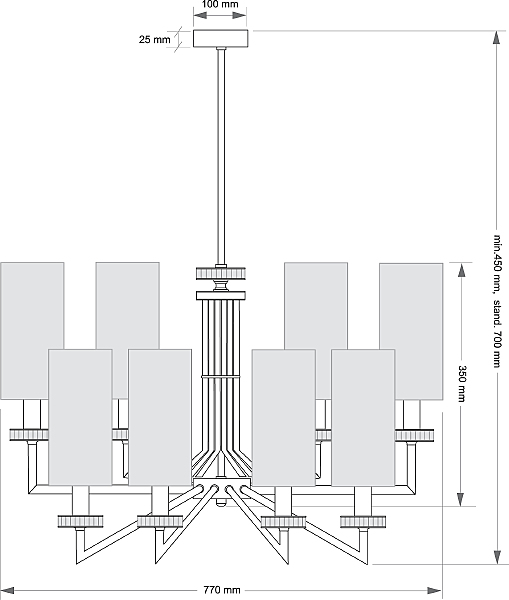 Люстра на штанге Genova GEN-ZW-8(P/A)