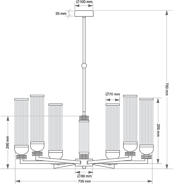 Люстра на штанге Izano IZA-ZW-6(P/6)T