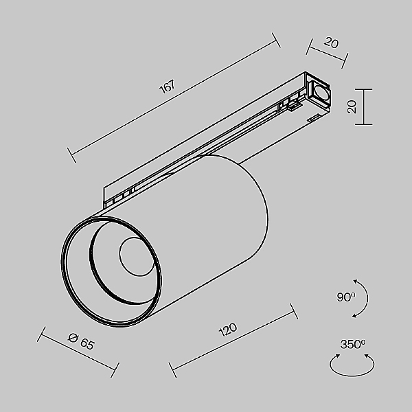 Трековый светильник Focus Led O-TR02-1-S-20WB4K