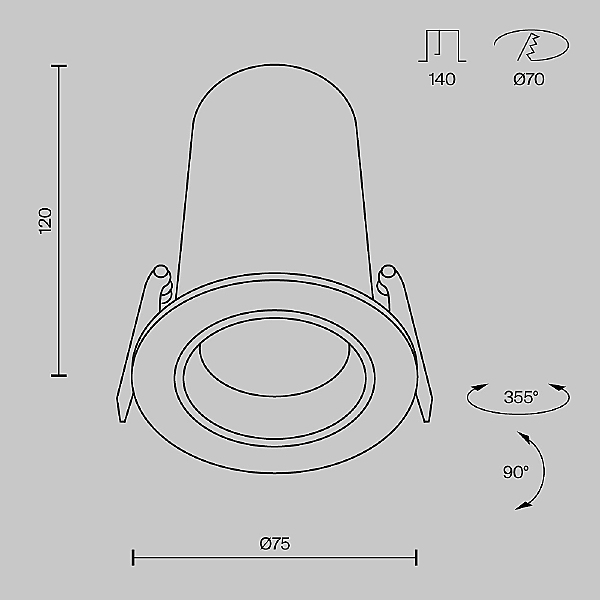 Встраиваемый светильник Focus Led DL125-L12-4K-B