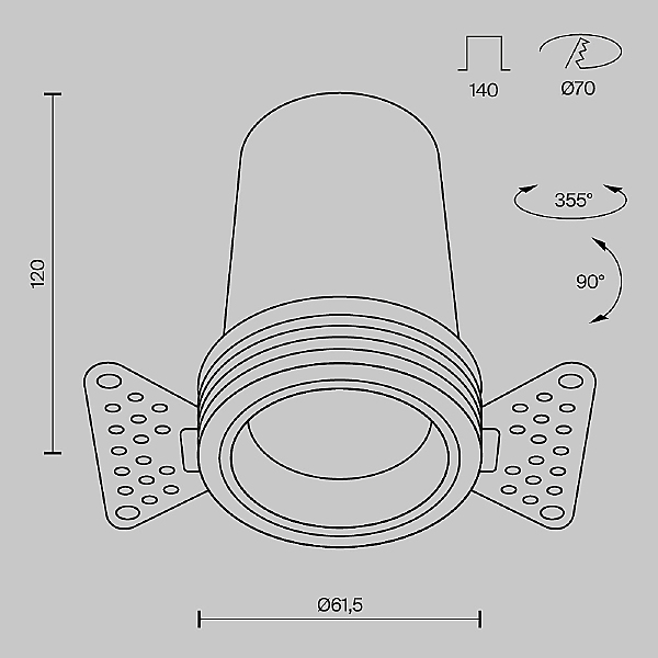 Встраиваемый светильник Focus Led DL125-L12-4K-TRS-B