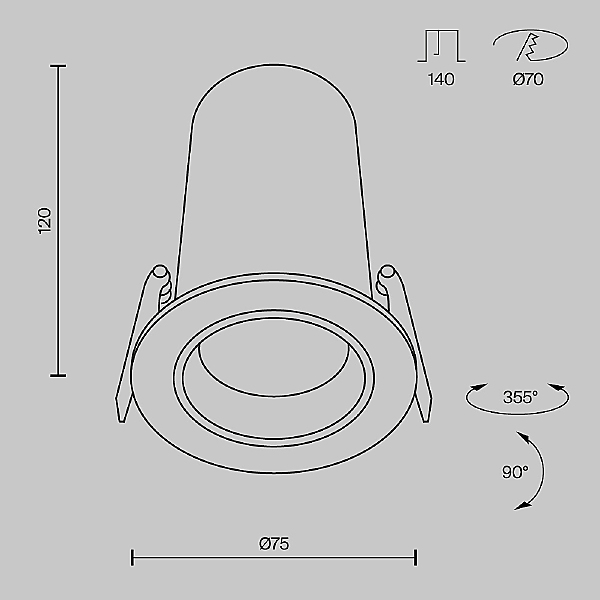 Встраиваемый светильник Focus Led DL125-L12-4K-W