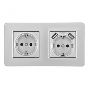Розетка Set16-2 SET16-2-47-1-40-1 silver