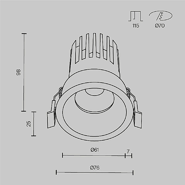Встраиваемый светильник Dip DL117-15W-3K-B