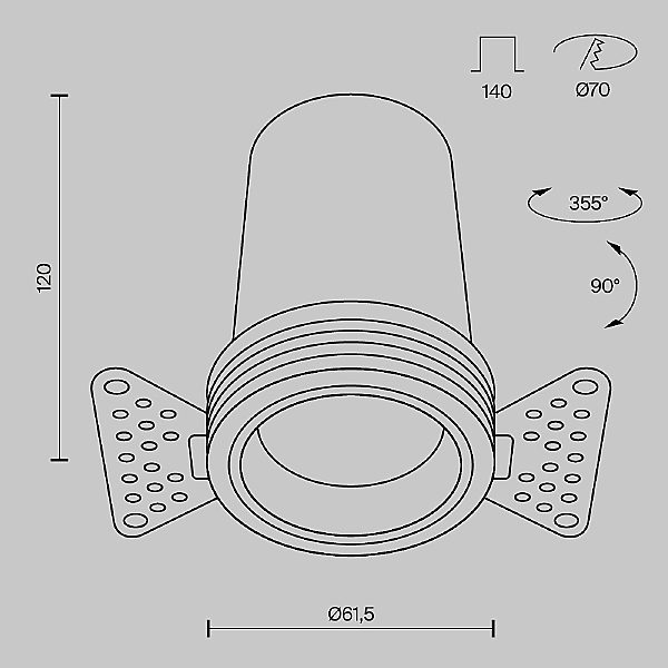 Встраиваемый светильник FOCUS LED DL125-L12-3K-TRS-W