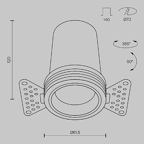 Встраиваемый светильник FOCUS LED DL125-L12-4K-TRS-W