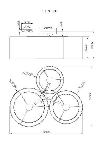 Потолочная люстра Massa V11397-3C