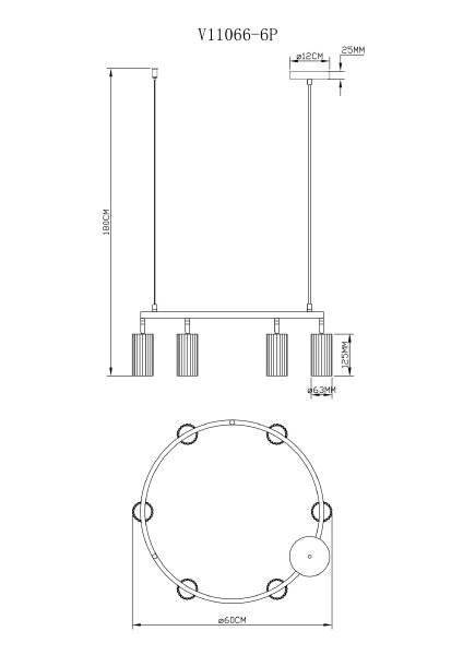 Подвесная люстра Cora V11601-6P