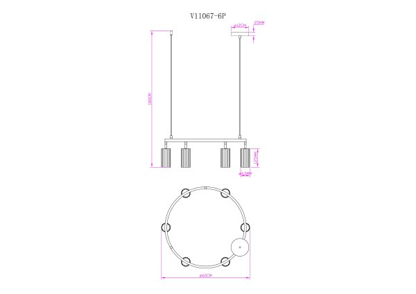 Подвесная люстра Cora V11602-6P
