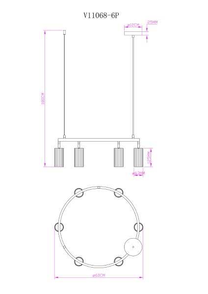 Подвесная люстра Cora V11603-6P