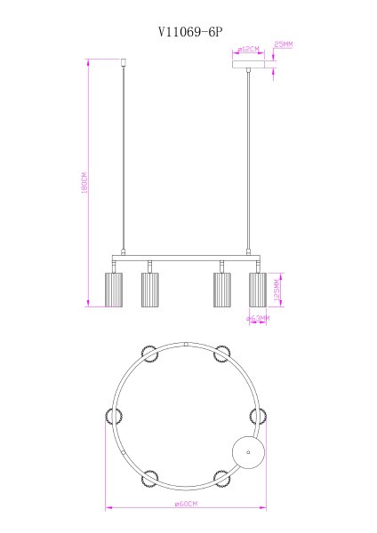 Подвесная люстра Cora V11604-6P