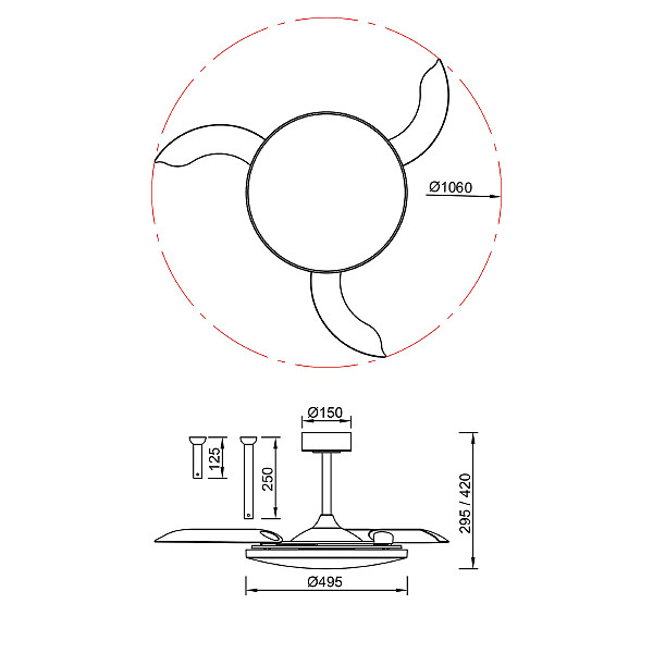 Потолочная люстра Slim Fan 9007