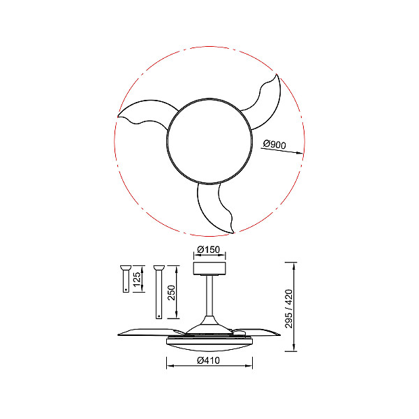 Потолочная люстра Slim Fan 9008