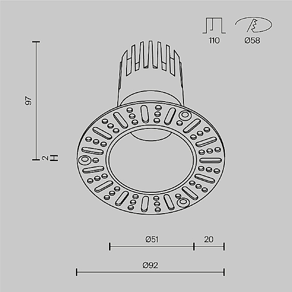 Встраиваемый светильник Dip DL120-10W-3K-TRS-B