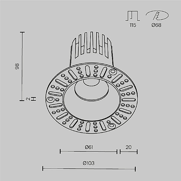 Встраиваемый светильник Dip DL121-15W-3K-TRS-B