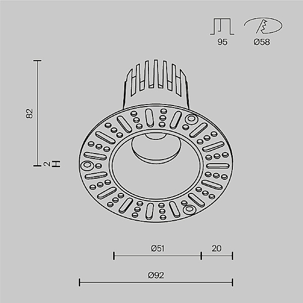 Встраиваемый светильник Dip DL124-10W-3K-TRS-W