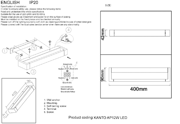 Настенный светильник Kanto KANTO AP12W LED BL