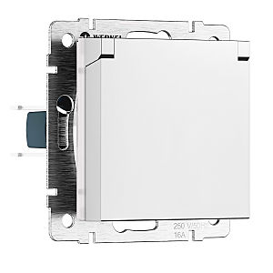 Розетка Встраиваемые механизмы белые матовые W1171261/ Розетка с заземлением и шторками c крышкой IP44 N (белый матовый)