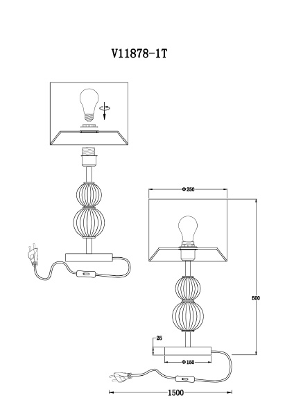 Настольная лампа Brumi V11878-1T