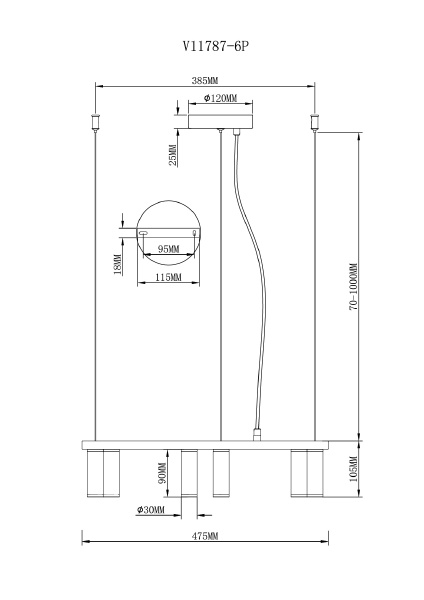 Светильник подвесной Sofina V11787-6P
