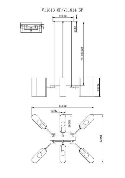 Подвесная люстра Metalicana V11813-6P