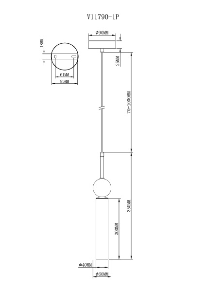 Светильник подвесной Illis V11790-1P