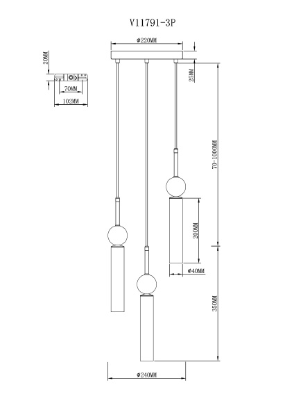 Светильник подвесной Illis V11791-3P