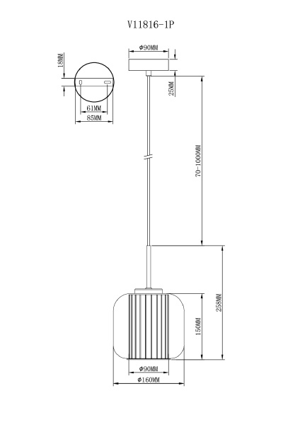 Светильник подвесной Ember V11816-1P