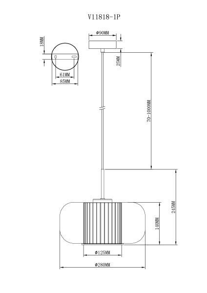 Светильник подвесной Ember V11818-1P