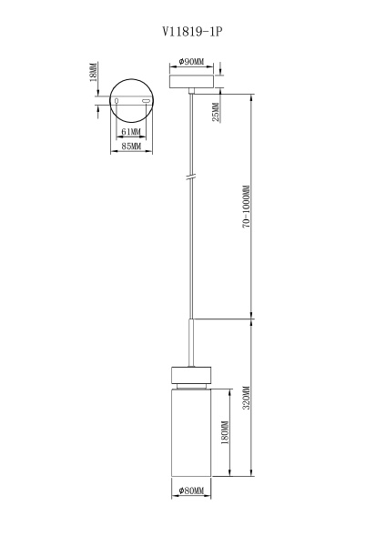 Светильник подвесной Almero V11819-1P