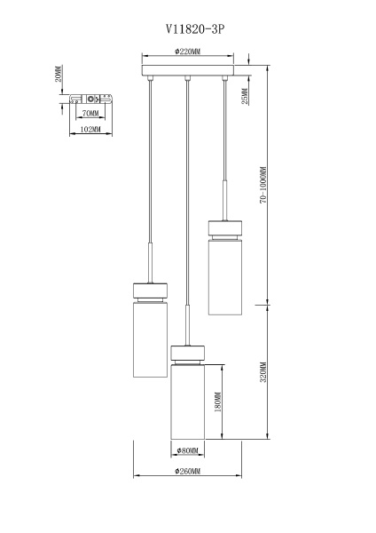 Светильник подвесной Almero V11820-3P