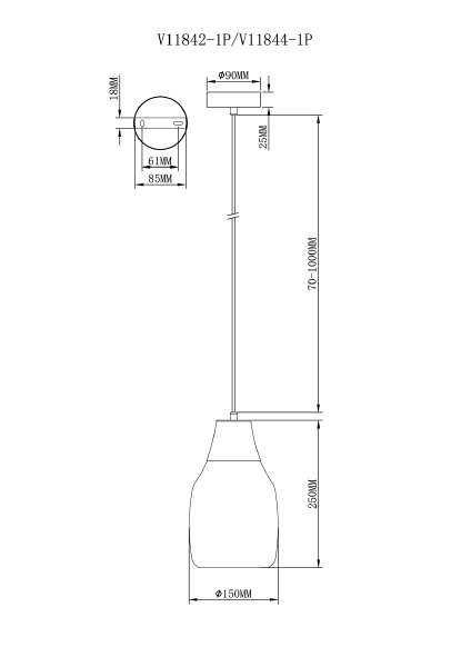 Светильник подвесной Adalina V11842-1P