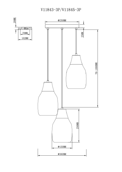 Светильник подвесной Adalina V11843-3P