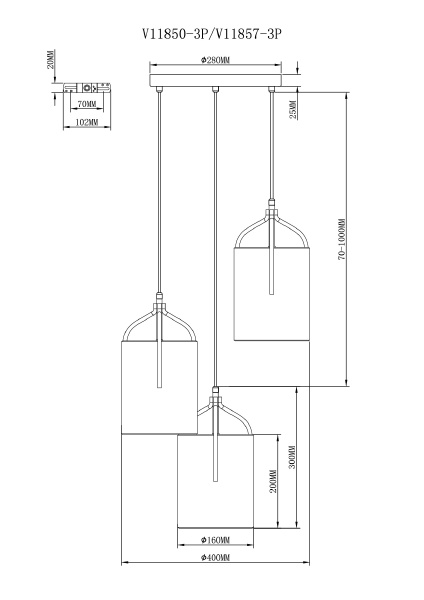 Светильник подвесной Inari V11850-3P